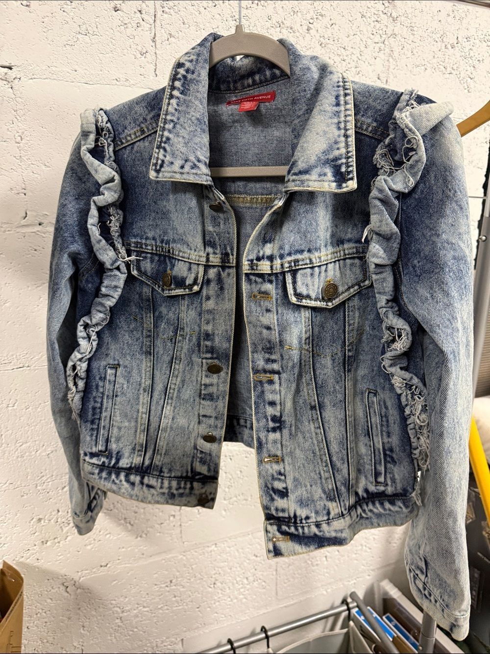 Women’s Light Blue Ruffle-Trim Denim Jacket Saks Fifth Avenue Size XS - NWOT